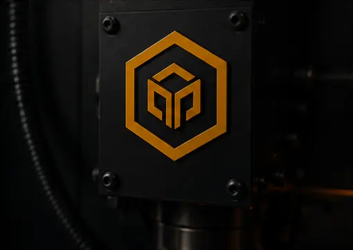 Detal maszyny CNC z logo GP-Technik