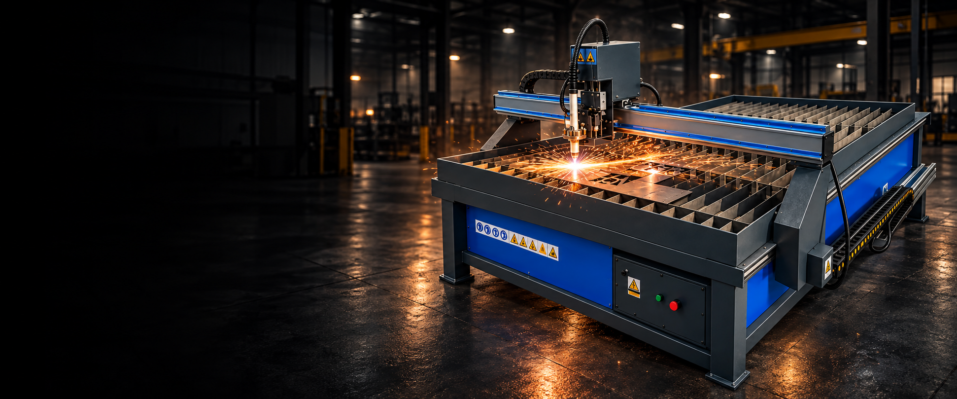 Wypalarka plazmowa CNC GP-Technik podczas cięcia blachy