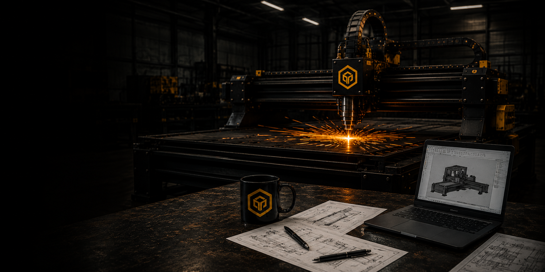 Wypalarka plazmowa CNC GP-Technik podczas pracy